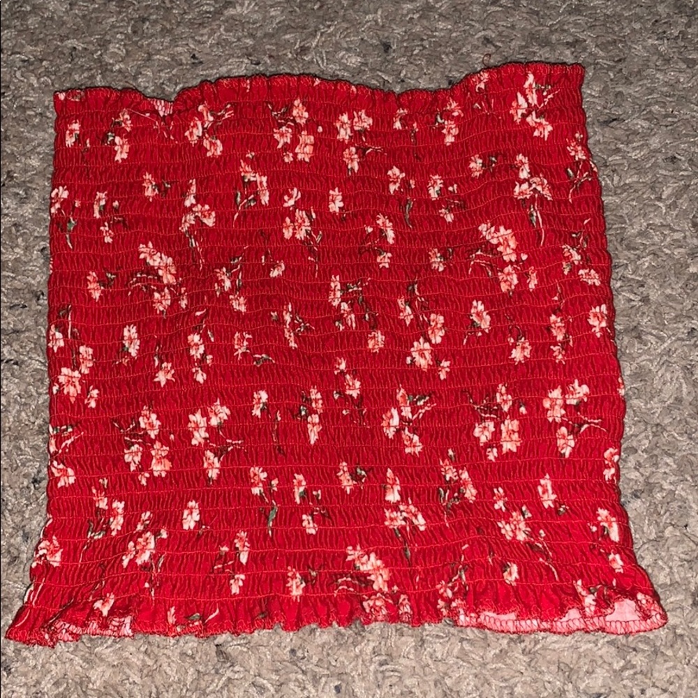 Red flower tube top